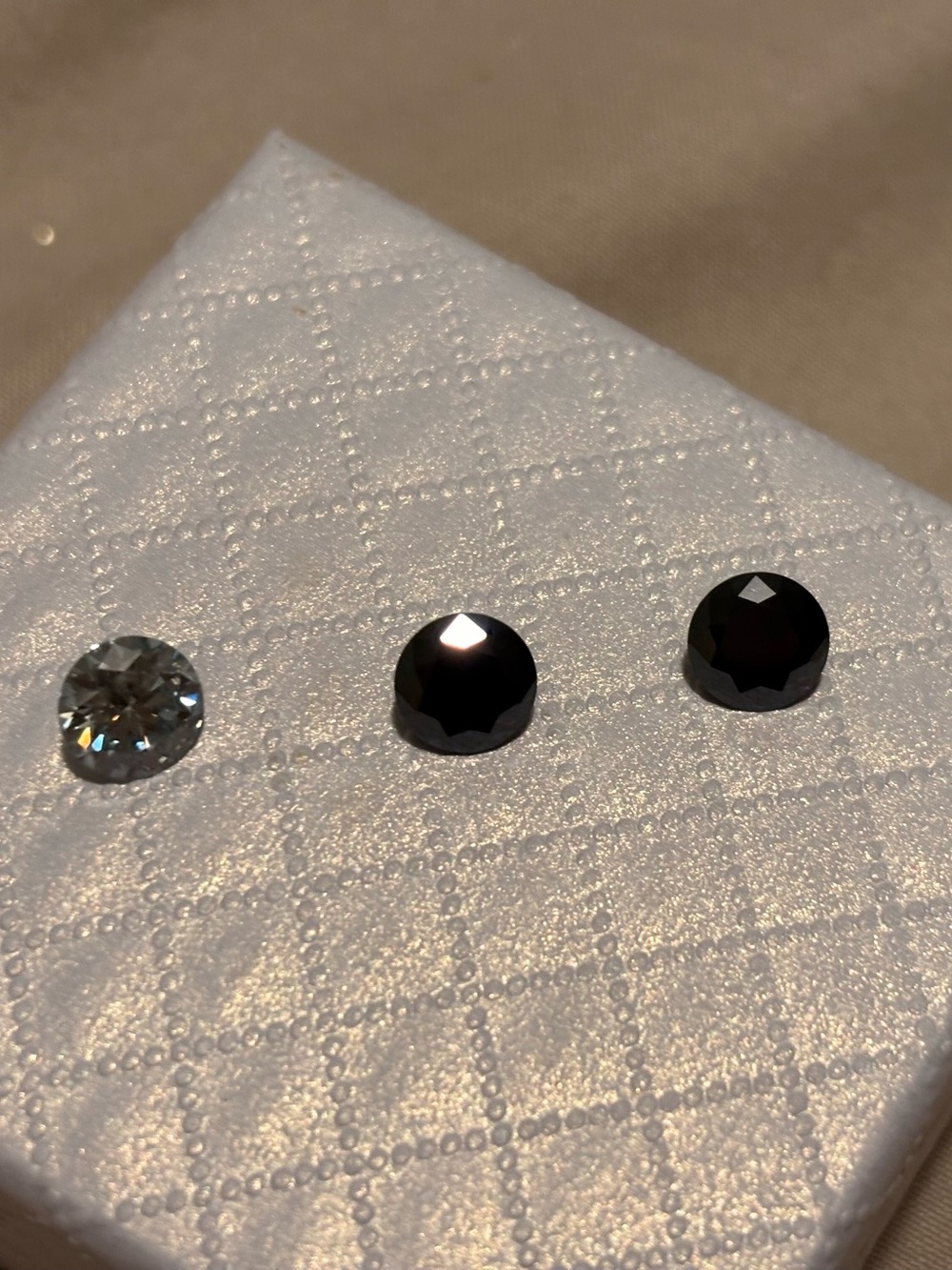 2 Black and 1 blue Moissanite stones
